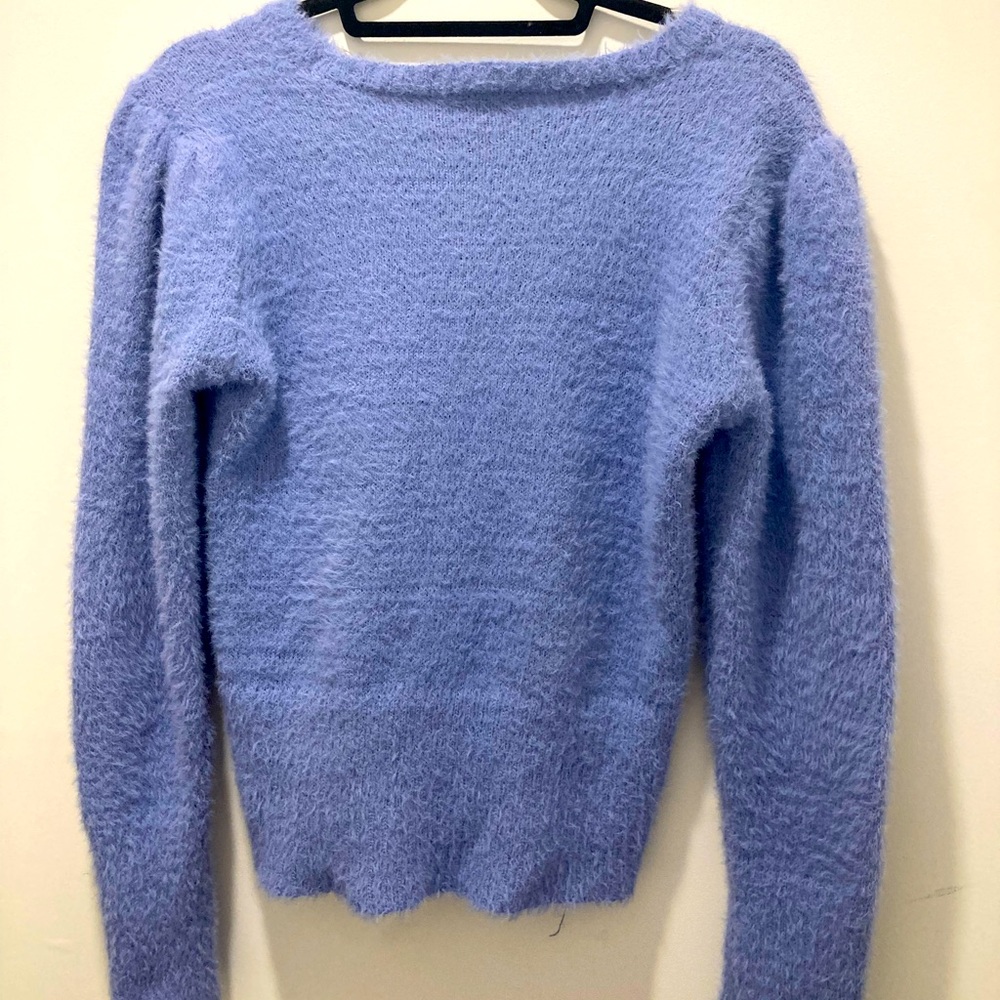 Brand moral fiber, blue fluffy material sweater